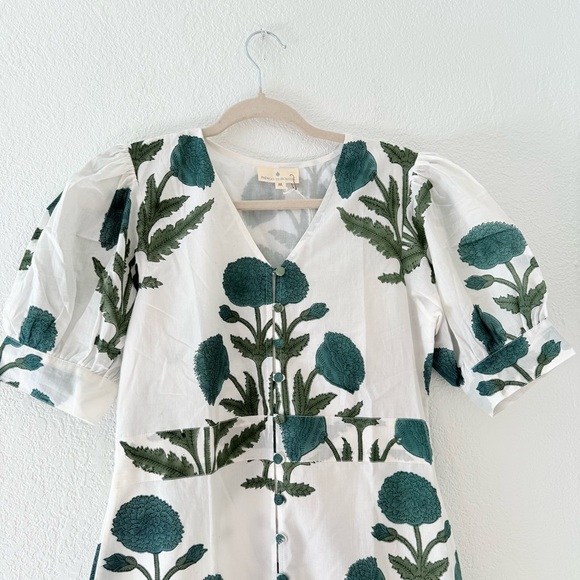 Indigo by boutin The poppy floral midi dress short puff sleeves size M - Picture 4 of 13